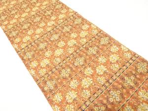 横段に唐花模様織り出し　名古屋帯